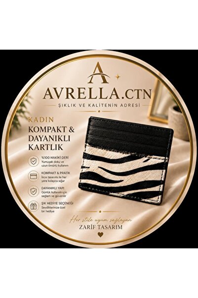 AVRELLA.CTN Kadın Hakiki Deri Kartlık Cüzdan 6 Kart Bölmeli Orta Cepli İnce M...