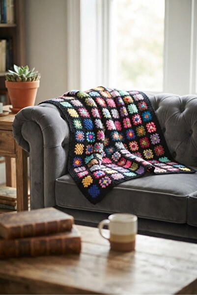 eL&Ma Design El Örgüsü Etnik Otantik Motifli Çok Amaçlı Örtü (65 x 65)