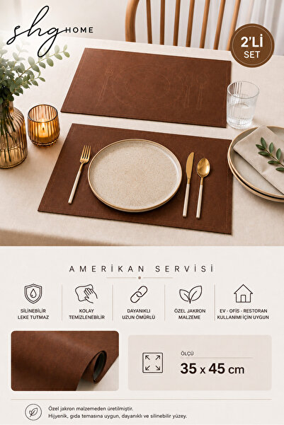 SHG HOME Premium 2'li Amerikan Servisi Silinebilir Özel Jakron Malzeme (35x45...