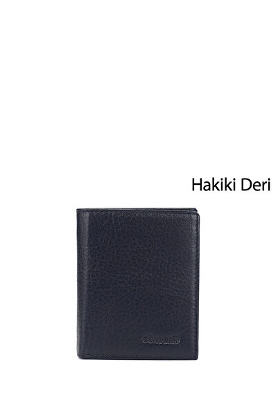GÖNDERİ(R) Erkek Lacivert Hakiki Deri Dikey Cüzdan