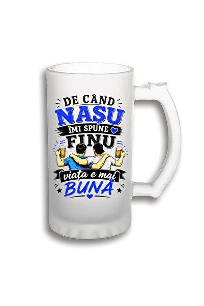 peGiftuiala Halbă Bere Personalizată 500 ml – De Când Nașu Îmi Spune Finu
