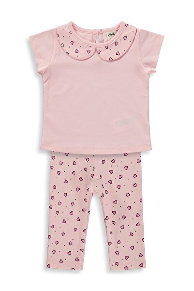 Civil Baby Heart Printed Baby Collar Set 6-18 Months - Pink