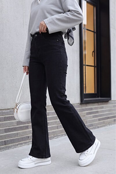Modamorfo Spanish Leg Zipper Jeans with Pockets - Black