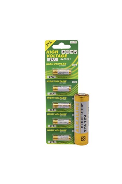 Powermaster MN27A 12 Volt 27A İnce Alarm Pili Alkaline Batarya (5'LI Paket)