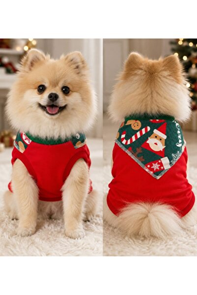 atelyu Cat Dog Outfit Christmas Scarf Tshirt