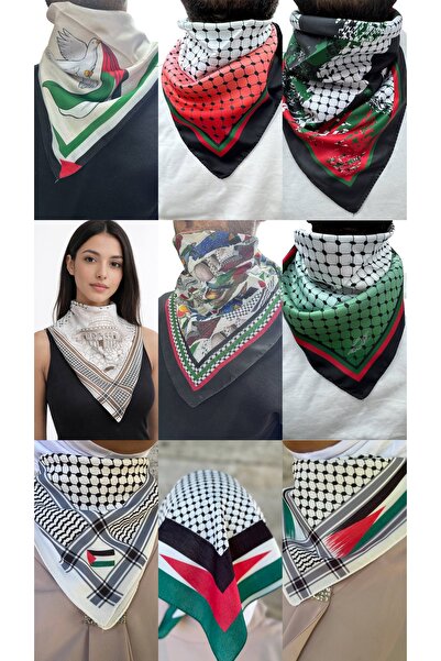 ALDAIYR 9 قطع من الأوشحة ذات الطابع الفلسطيني مقاس 50×50، مناسبة للجنسين للاس...