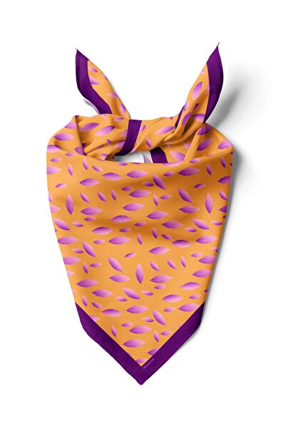 Vissona Violla Z39 Kadın Sarı Feathers Desenli 50x50 Bandana HYL DG0696-22