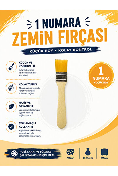 O&S Oyun ve Sanat Eğlen-Üret Zemin Fırçası, Yağlı Boya Seramik Ahşap Için Düz...