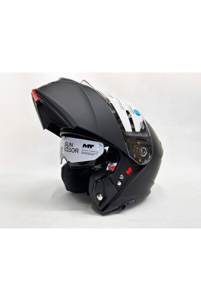 MT Kask Genesis Sv A1 Mat Siyah Çene Açılır Kask Iç Güneş Vizörlü