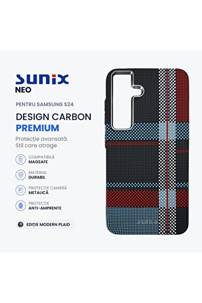 Sunix Husa Neo pentru Samsung S24 S921, Compatibila MagSafe, Design Carbon Pr...