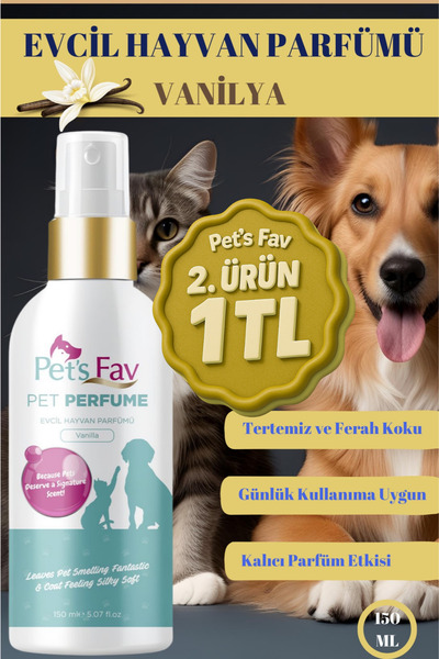 Pets Fav Vanilya Kokulu Evcil Hayvan Parfümü – Kedi & Köpek İçin Tüy Bakım Sp...