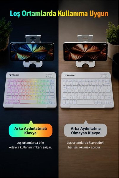 Torima Kablosuz Klavye Mouse Seti Rgb Işıklı Şarj Edilebilir TMK09 Siyah