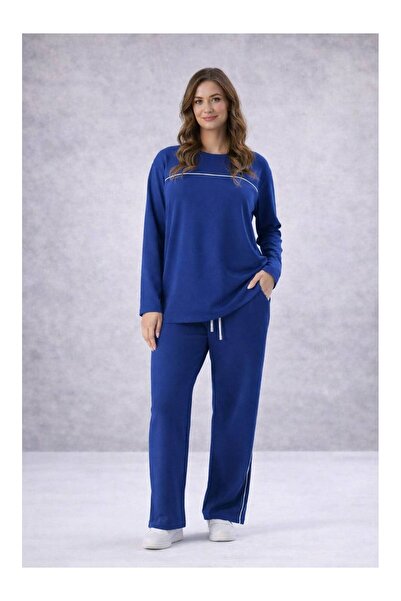 Köşedeki Dükkan Long Sleeve Premium Modal Suit - Saks Blue