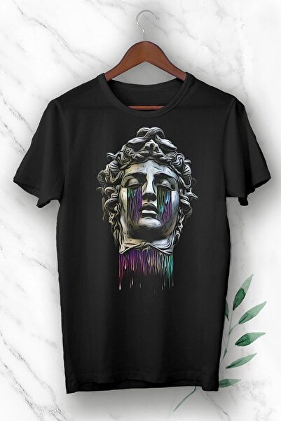 perseusshopping Μυθολογία Medusa εμπριμέ μαύρο μπλουζάκι Unisex