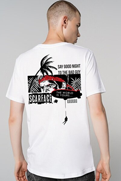 perseusshopping Scarface Scarface Movie Back Printed Design Λευκό T-shirt