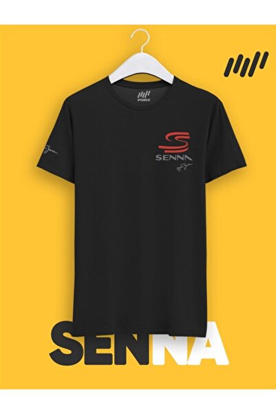 FANBOX SHOP Ayrton Senna Potpisan Senna Logo Reljefno Štampano T-shirt