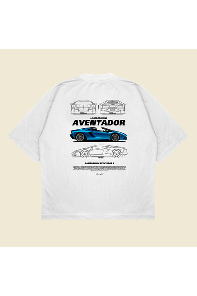 Tarzsokak Lamborghini Aventador Štampano Oversize kroj Unisex Pamuk lu Prozra...