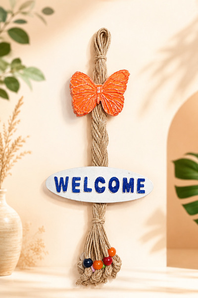 Uğur Kelebek Dekoratif Welcome Kapı Duvar Süsü