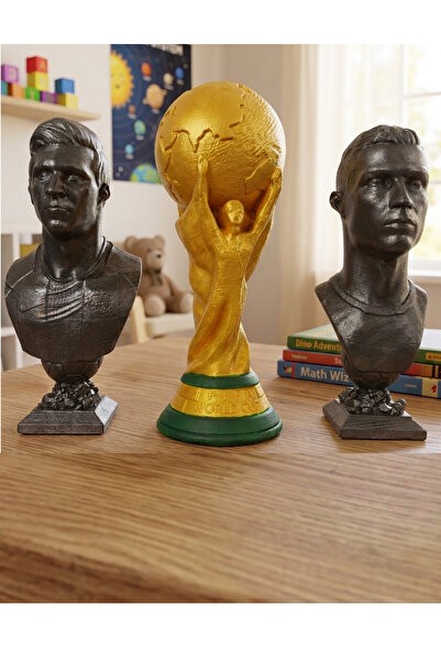 Craft3D Atölye Dünya Kupası(15 CM)- Ronaldo(13 CM)-messi (13 CM) / Hediye Pak...