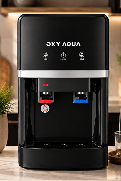 OXYAQUA Tezgah Üstü Sıcak Soğuk Su Çıkışlı Arıtmalı  Siyah Su Sebili