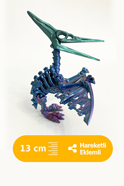 Artimon 3D Store Hareketli Pterodaktil 3D İskelet Dinozor Parlak Renk | Oyunc...