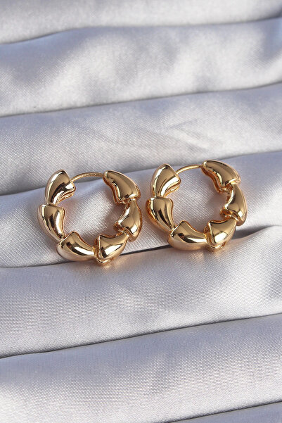 Skygo Brass Gold Color Drop Crimp Design Hoop Earrings