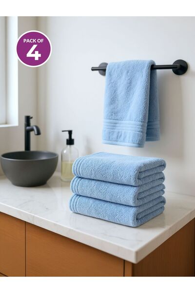 Donetella Pack of 4 Hand Towels 50x90 cm – 330 GSM Microfiber, Soft, Absorben...