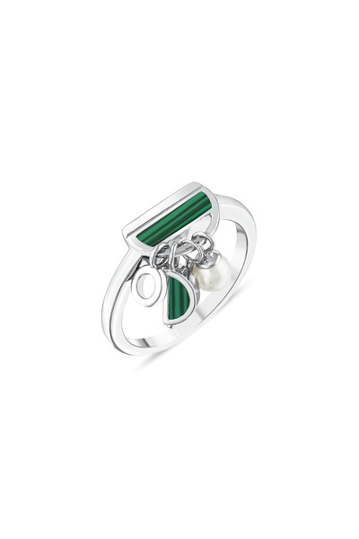935 by Roberto Bravo Lucky Gems Koleksiyonu Malahit ve İncili Sallantılı Gümü...