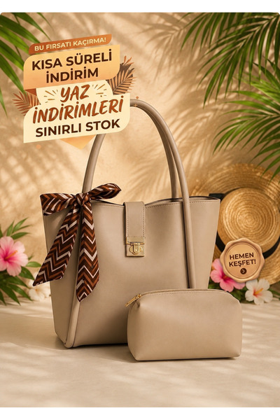 ROYAL LADYS Large Bag with Gold Detail + Gift Scarf