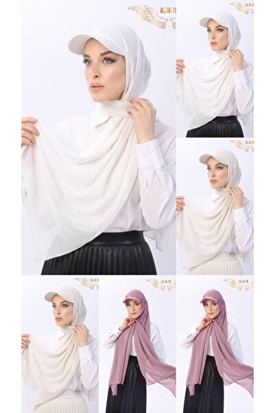 ALDAIYR 6 Ready-Made Shawl Hijabs with Bonnet Hats Sandy