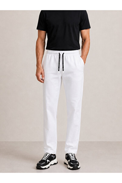 Xint Erkek Beyaz Pamuk Dokulu Regular Fit Sweat Pantolon