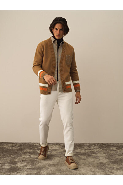 Xint Erkek Camel Regular Fit V Yaka Hırka