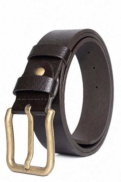 Livize Genuine Buffalo Leather Antique Yellow Buckle Men's Belt 4cm