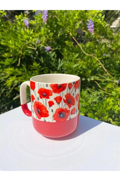 Junno Gift Poppy Bliss Kırmızı Gelincik Desenli Pro Kahve Fincanı