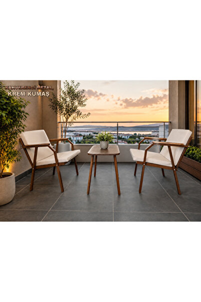Dekoroom's VİENTO 1-1 BAHÇE BALKON MOBİLYASI,KAHVE İSKELET