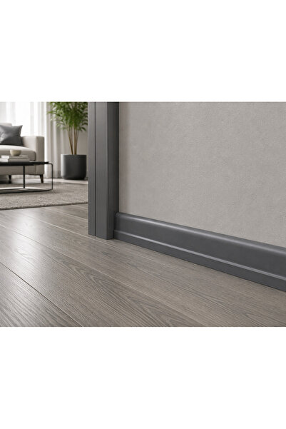 Emek Yapı Laminant Parke Süpürgelik L Model 6cm Antrasit 227
