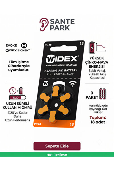 WİDEX Işitme Cihazı 13 Numara Pil 3 Paket