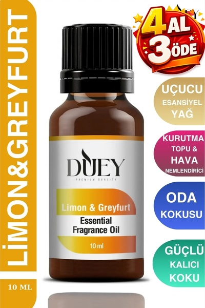 DUEY Limon&Greyfurt Uçucu Yağ Buhurdanlık Yağı Difüzör Esansı Oda Kokusu Esan...
