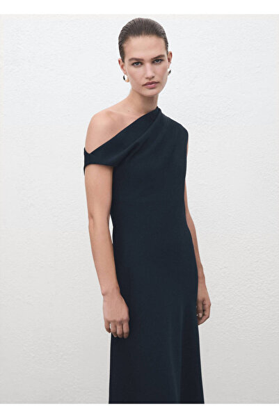 MANGO Woman Asymmetrical Neckline A-Line Dress