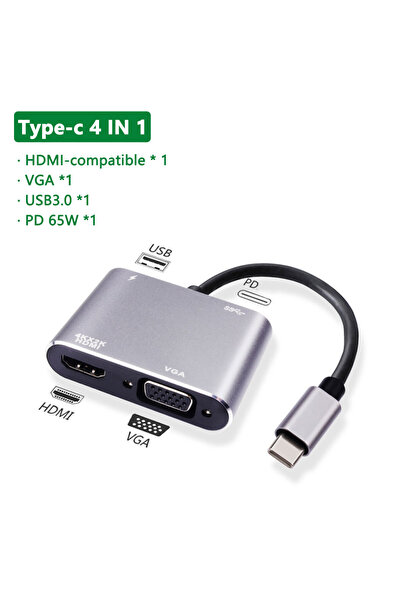 Choice HDMI VGA USB PD USB C to HDMI-compatible VGA Type C USB 3.0 HUB Adapte...