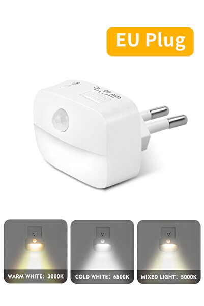 Choice مصباح ليلي LED بمستشعر حركة بمقبس الاتحاد الأوروبي/الولايات المتحدة، م...