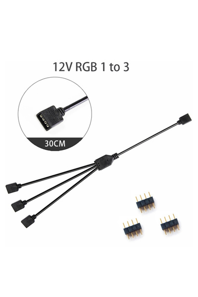 Choice 30cm 12V 1 to 3 Sync Motherboard Cable 4PIN 12V RGB 3PIN 5V ARGB 1 to ...