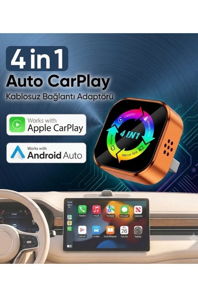 WIZTECH Mini Kablosuz Araç Carplay & Android Usb Bluetooth Carplay Adaptör Çe...