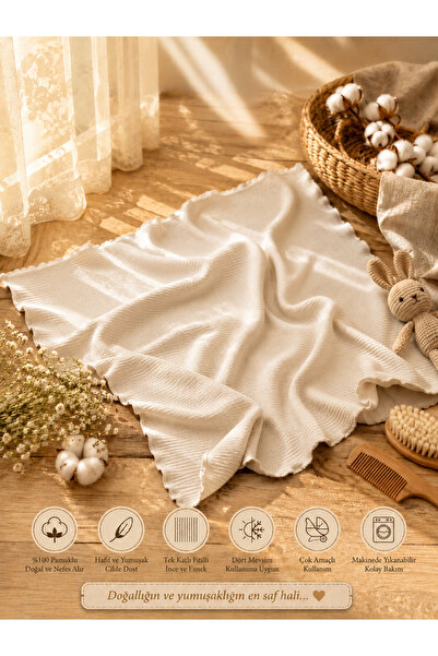 Bebella 100% Cotton Single Layer Ribbed Baby Blanket Sleeping Swaddle Multi-P...