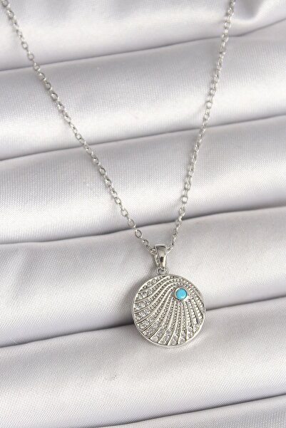 Inure Jewelry 316L Steel Silver Color Chain Zircon Stone Blue Stone Detailed ...