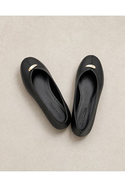 Madamra Black Women's Elegant Metal Detailed Flat Sole Ballerinas – Suitable ...