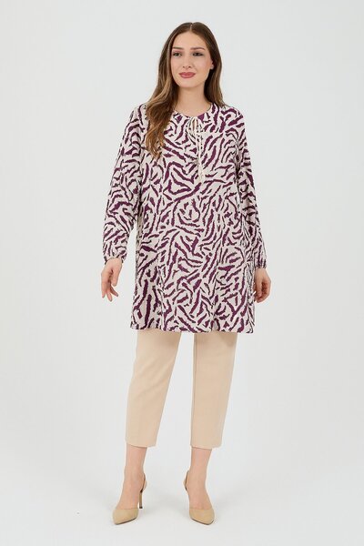 Ravencia Zebra Patterned Women's Woven Tunic