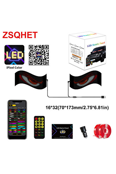 Choice 2pcs 16x32LED Set LED Flexible Screen Car Sign for Truck Eyes RGB LED ...