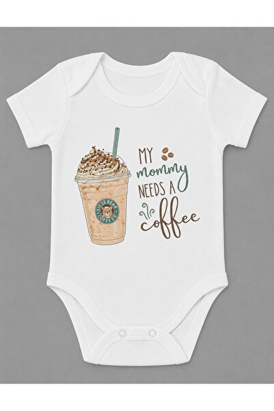 EYDUBABY بدلة أطفال من القطن العضوي بأكمام قصيرة وطبعة Mommy Needs Coffee Mother