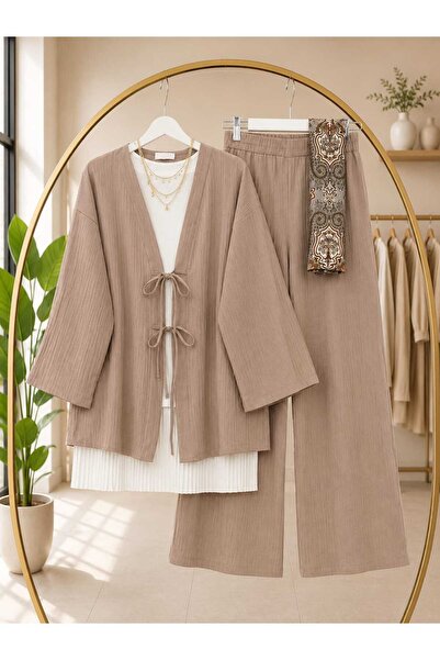 MODA VEDAT Women's Tie-Detail Jacket and Pants Set - (Excluding Underwear and...